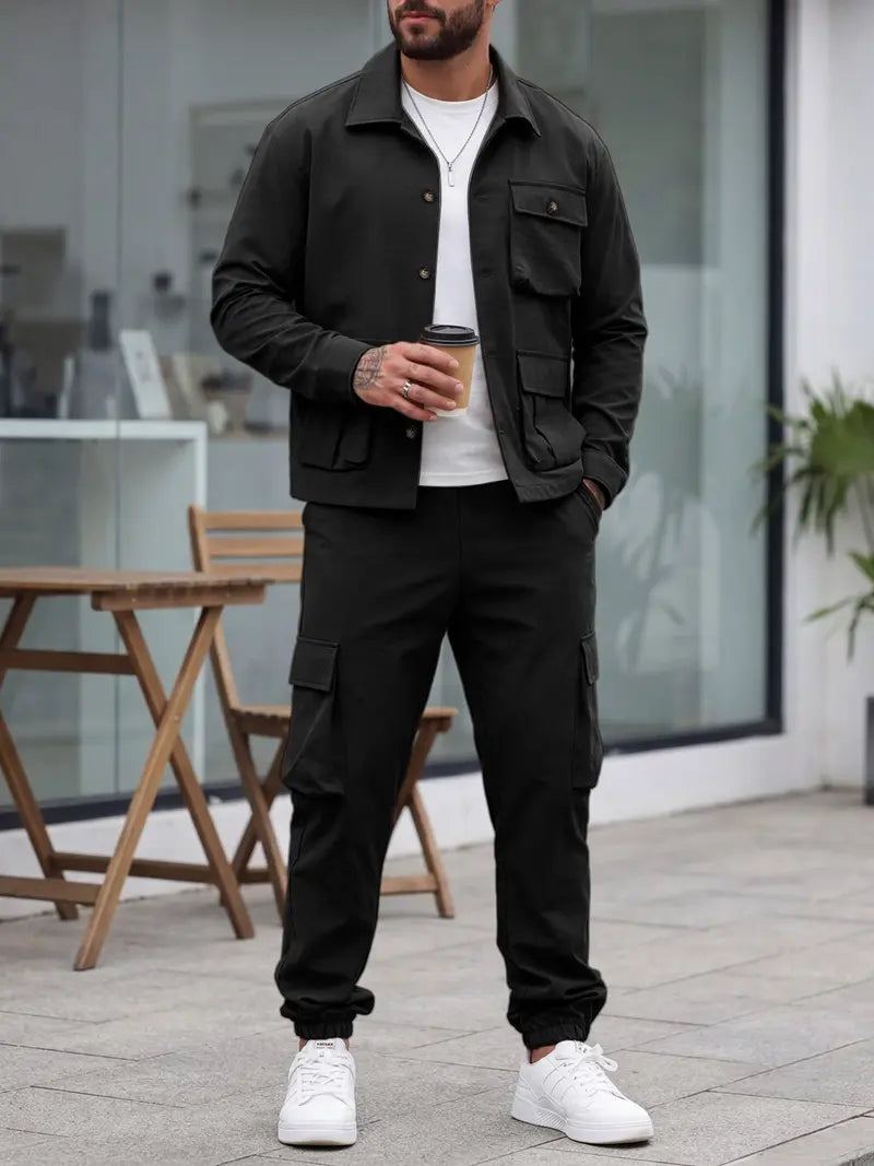 Men's Casual 2 Piece Set – Long Sleeve Shirt & Pants Outfit
