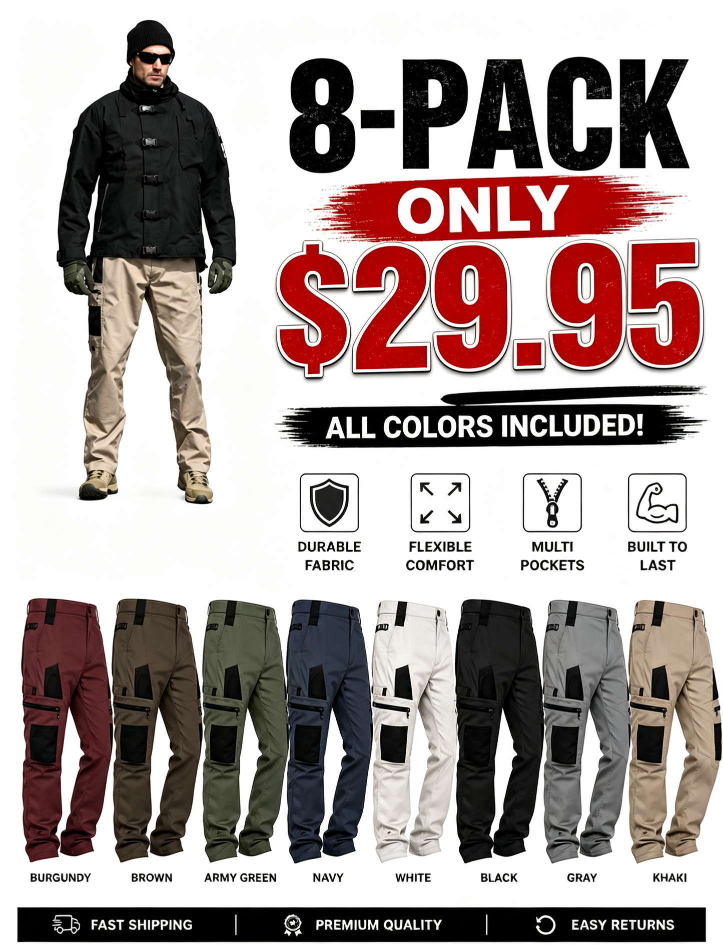 Men’s tactical pants, slightly stretchy waterproof fabric.Durable hard shell construction, wear-resistant workwear pants with checkered fabric.