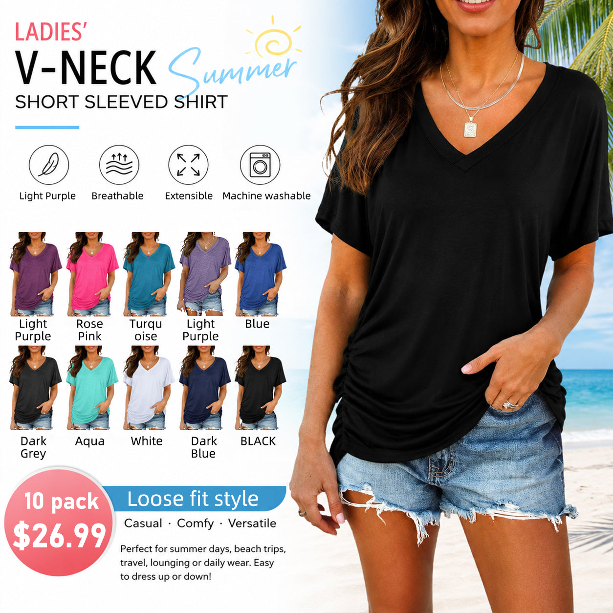 Classic V-Neck Short Sleeve T-Shirt | Ultra-Soft Everyday Essential