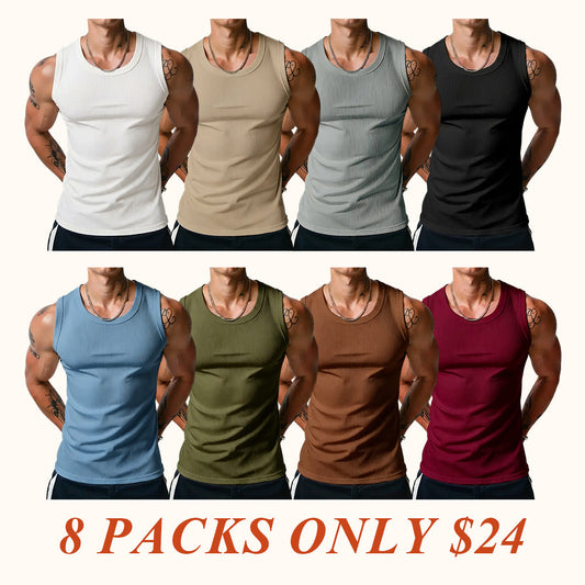 ⏰Final 3 hours 80% OFF🔥Men’s Wide Strap Ribbed Tank Top, High Stretch Breathable Muscle Tank, Heavyweight Drapey Fit Gym & Casual Sleeveless Shirt