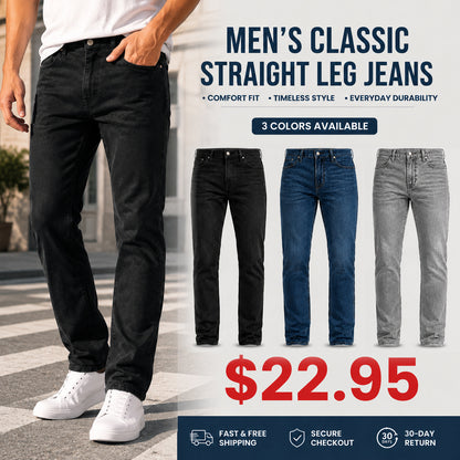 Men's 3-Pack Flex Stretch Slim Straight Jeans with 5 Pockets Denim Fabric Menswear