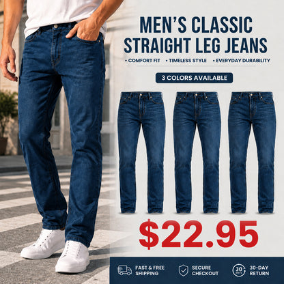 Men's 3-Pack Flex Stretch Slim Straight Jeans with 5 Pockets Denim Fabric Menswear