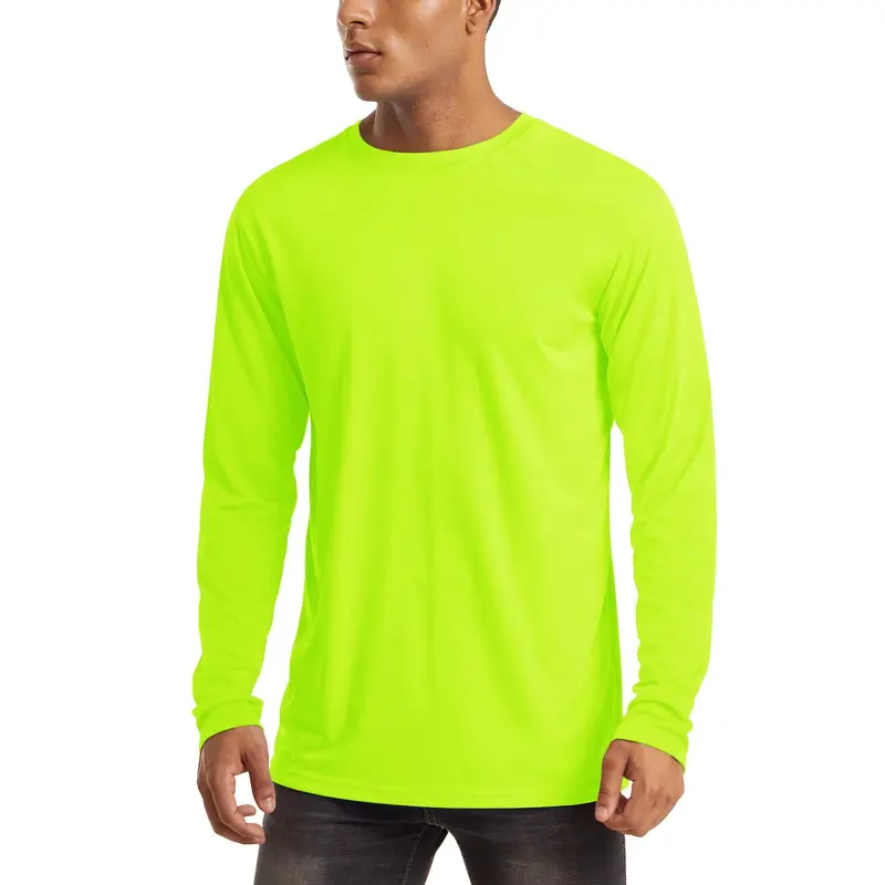Men's UPF 50+ Long Sleeves Shirts Quick Dry Lightweight Summer Sportswear Crew Neck Tops