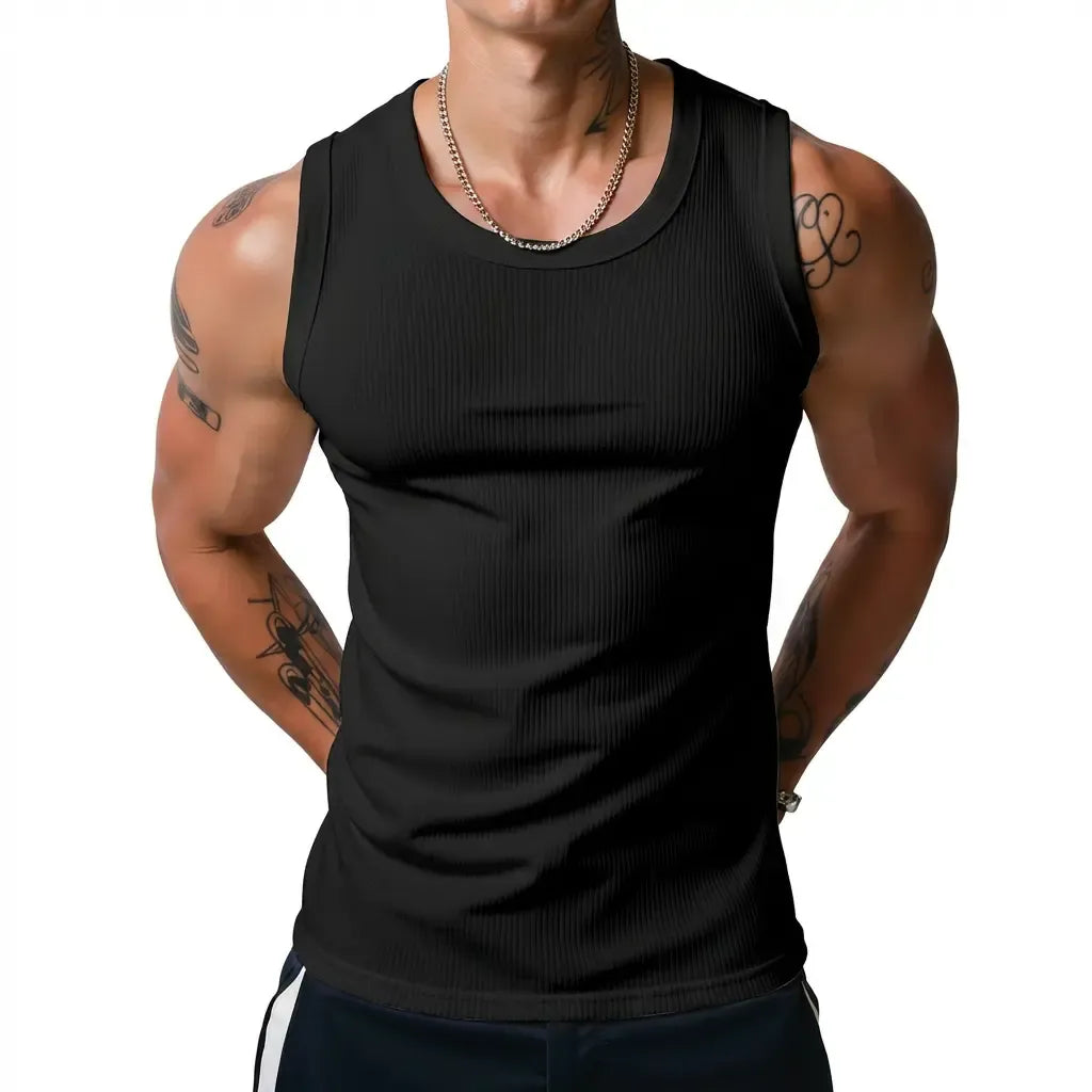 ⏰Final 3 hours 80% OFF🔥Men’s Wide Strap Ribbed Tank Top, High Stretch Breathable Muscle Tank, Heavyweight Drapey Fit Gym & Casual Sleeveless Shirt