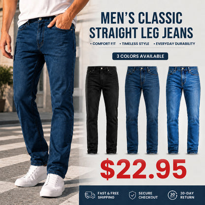 Men's 3-Pack Flex Stretch Slim Straight Jeans with 5 Pockets Denim Fabric Menswear