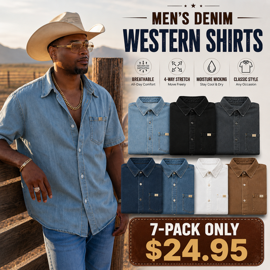 Short Sleeve Denim Shirt Men Oversized Boxy Fit Vintage Washed Drop Shoulder Button Down Overshirt with Chest Pocket