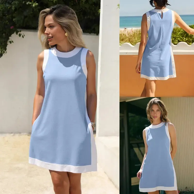 📢📢Summer Sale ⏰Women's Casual Color Block Sleeveless Tops Matching Shorts