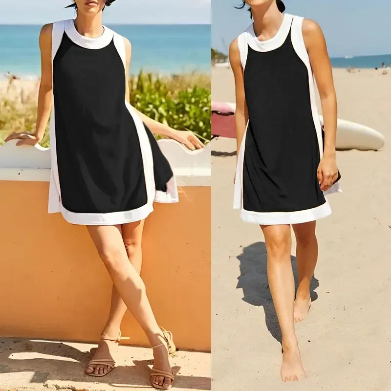 📢📢Summer Sale ⏰Women's Casual Color Block Sleeveless Tops Matching Shorts
