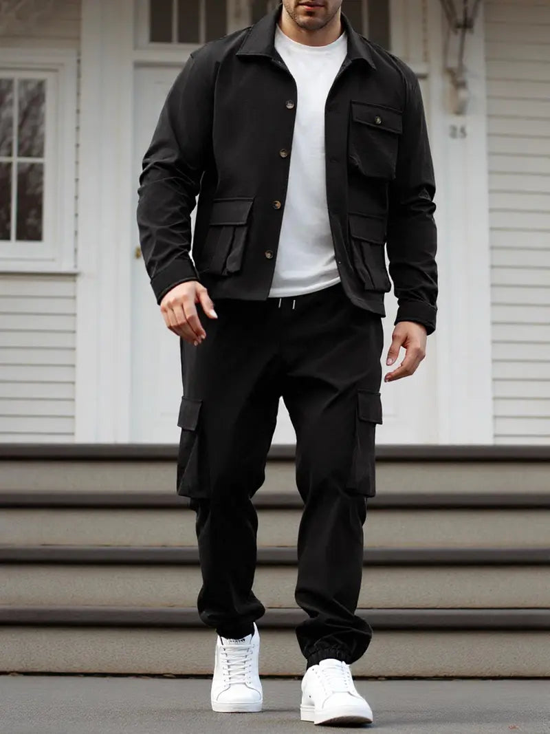 Men's Casual 2 Piece Set – Long Sleeve Shirt & Pants Outfit