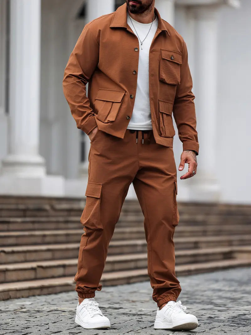 Men's Casual 2 Piece Set – Long Sleeve Shirt & Pants Outfit