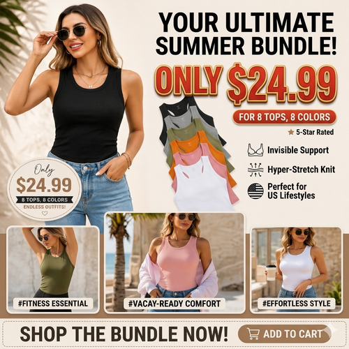 Built-In Bra Ribbed Tank Top — Comfort, Support & Shape — No Bra Needed