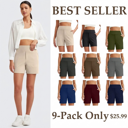 Women's Athletic Shorts High Waisted Running Yoga Shorts Summer Casual Burmuda Shorts with Pockets Activewear