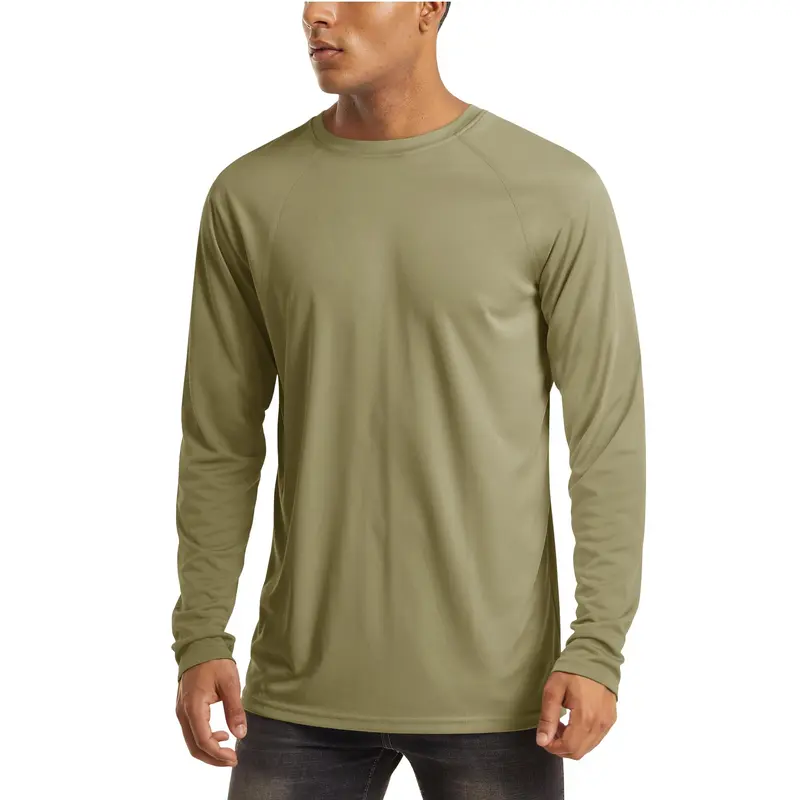 Men's UPF 50+ Long Sleeves Shirts Quick Dry Lightweight Summer Sportswear Crew Neck Tops