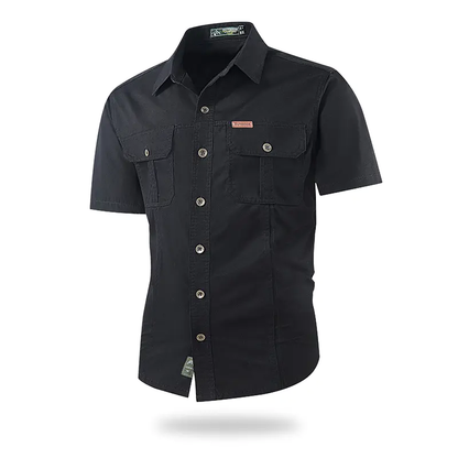 Summer outdoor casual short-sleeve work shirt with multiple pockets, lightweight design
