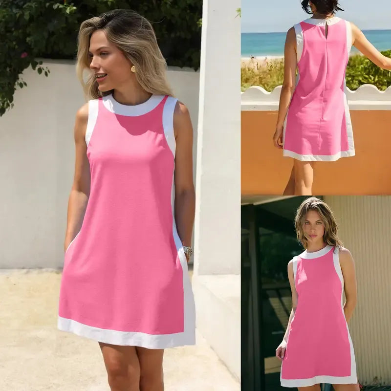 📢📢Summer Sale ⏰Women's Casual Color Block Sleeveless Tops Matching Shorts