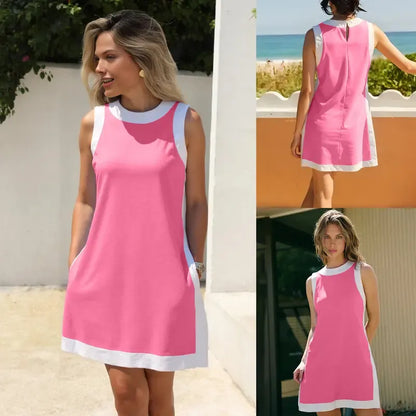 📢📢Summer Sale ⏰Women's Casual Color Block Sleeveless Tops Matching Shorts