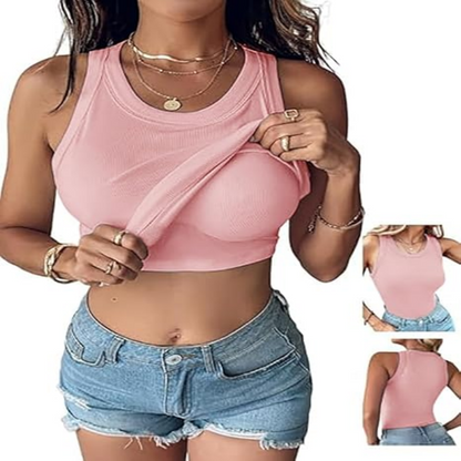 Built-In Bra Ribbed Tank Top — Comfort, Support & Shape — No Bra Needed