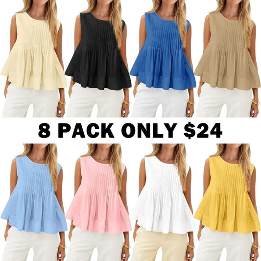Women’s Pleated Babydoll Tank Tops