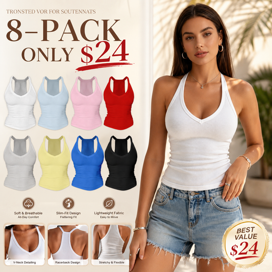Built-in bust support, sleeveless backless slim-fit basic tank top