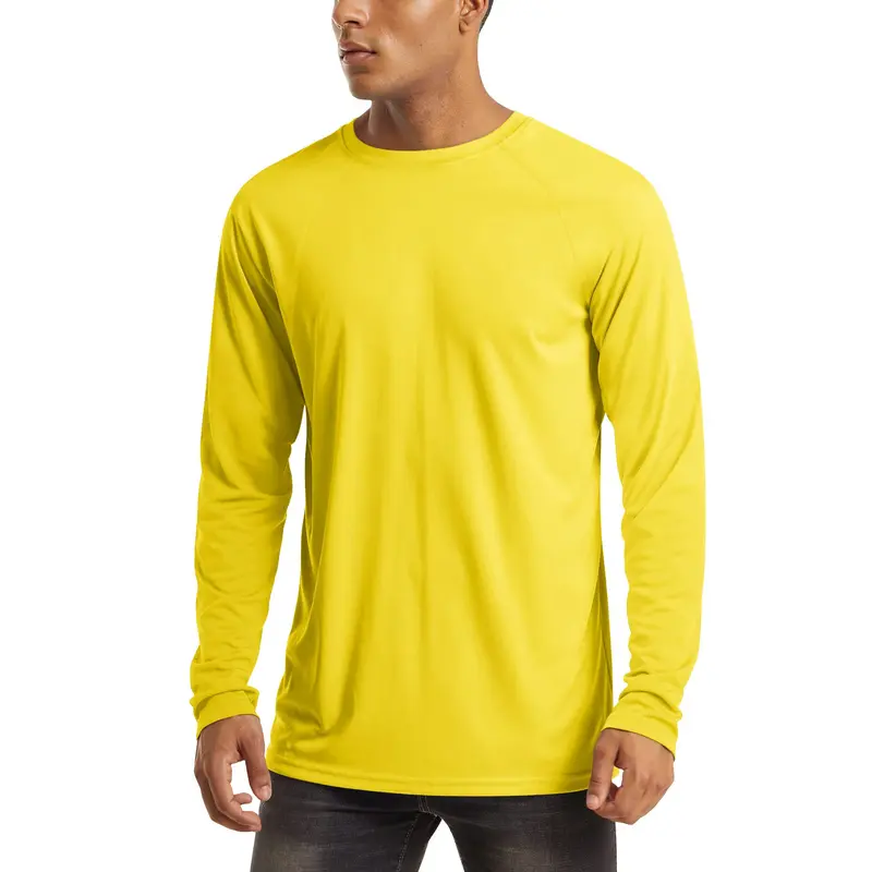 Men's UPF 50+ Long Sleeves Shirts Quick Dry Lightweight Summer Sportswear Crew Neck Tops