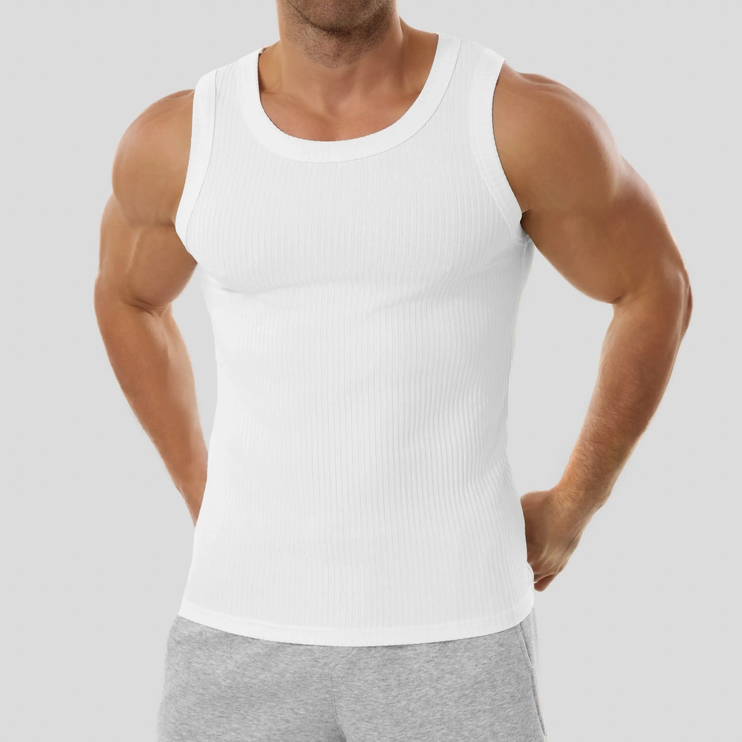 ⏰Final 3 hours 80% OFF🔥Men’s Wide Strap Ribbed Tank Top, High Stretch Breathable Muscle Tank, Heavyweight Drapey Fit Gym & Casual Sleeveless Shirt